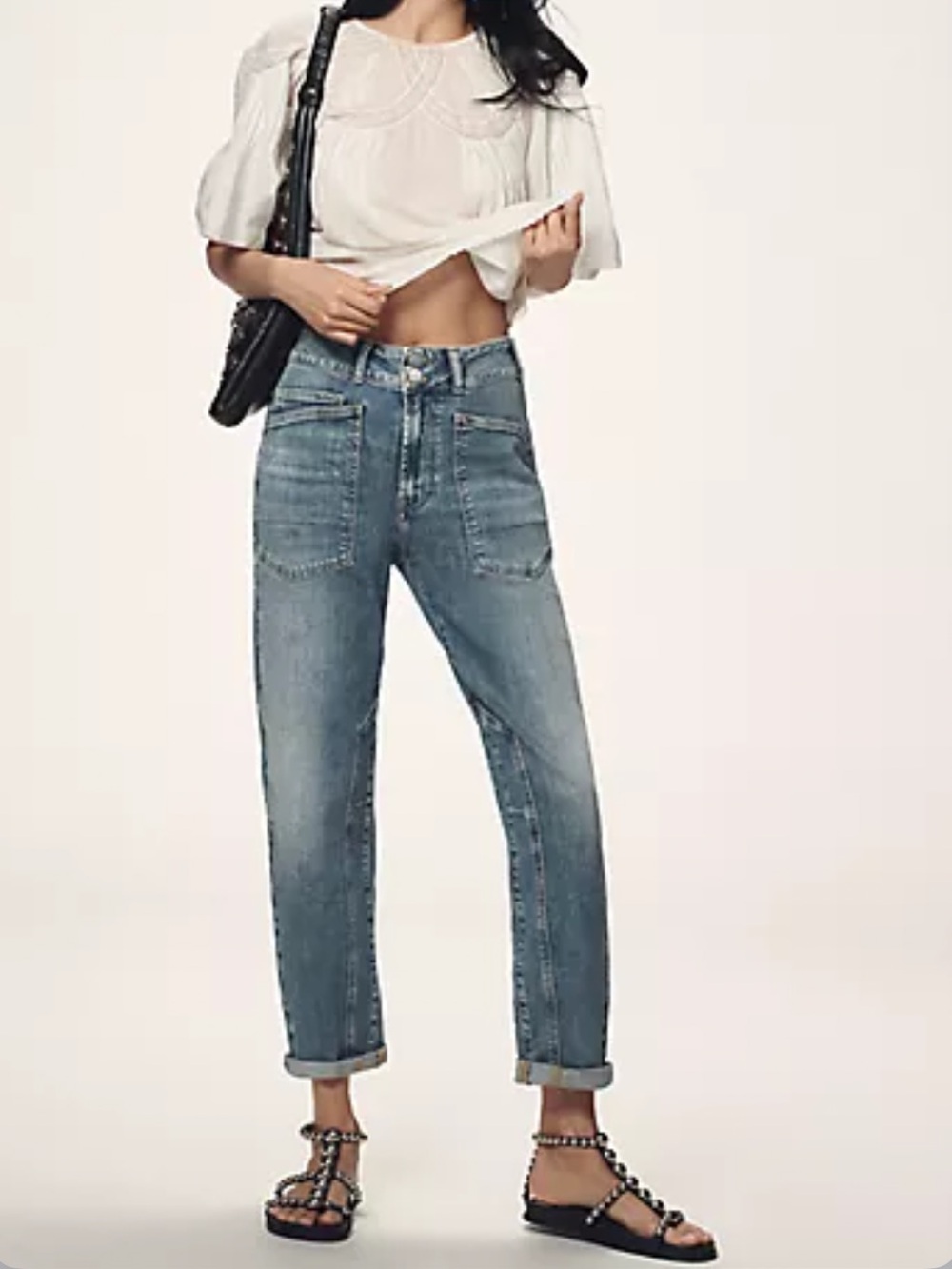 ANTHROPOLOGIE PILCRO Jenna Mid-Rise Relaxed Jeans size XS Adjustable Waist
